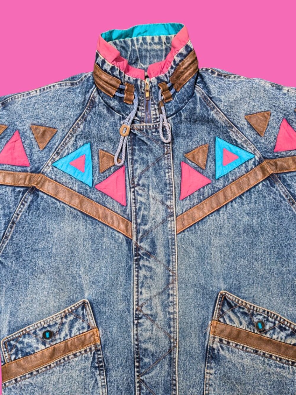 Vintage 80s Acid Wash Weathered Blues Jean Jacket for Women Size L - Picture 5 of 9